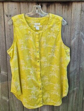 C&C California Size Xl 100% Linen Sleeveless Top